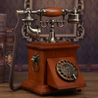 Solid wood Antique telephone vintage old fashioned Rotate the number plate phone 117A