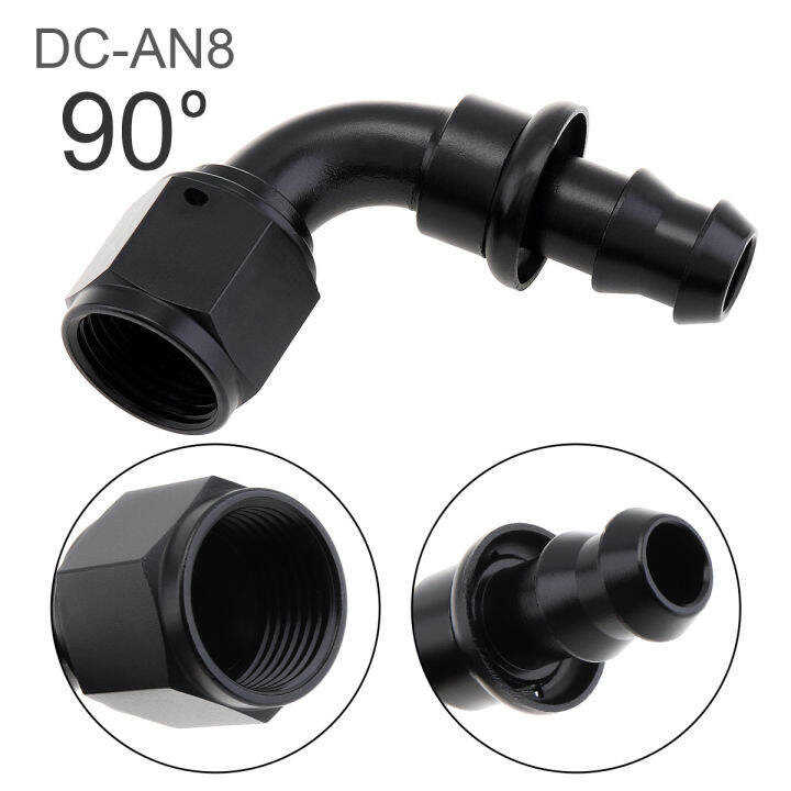 8AN 90 Degree 6061T6 Aluminum Push Lock Swivel Hose End Fitting for