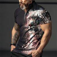 Animal Zip Polo Shirts 3d Printed Mens Polo Animal Short Sleeve Top Breathable Tee Outdoor New Man Oversize Hawaiian T-Shirt