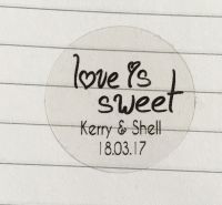 90 pcs 3 cm personalized customize love is sweet clear stickers labels tags