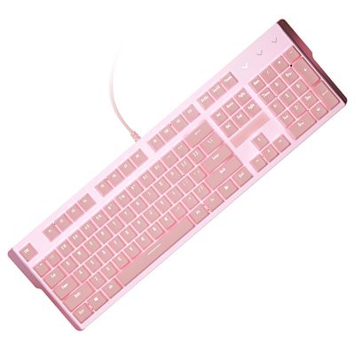 Girly Pink Gaming Mechanical Keyboard 104 Keys USB Interface Wired Keyboard White Backlight is Suitable For Gamers PC Laptops