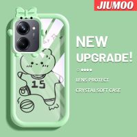 เคส JIUMOO สำหรับ Realme 10 Realme 10 Pro Plus 5G เคสลายหมีกีฬามีสีสันน่ารักกล้องมอนสเตอร์น้อยนิ่มสำหรับเลนส์กันกระแทกแบบใสเคสมือถือความคิดสร้างสรรค์โปร่งใสเรียบง่ายฝาครอบป้องกันซิลิโคน