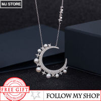 Adjustable S925 Sterling Silver Pearl Moon Star Necklace Fashion Personality High-end Luxury Brand Monaco Jewelry Woman Gift