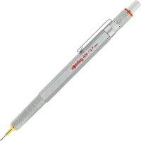Lele Pencil】ดินสอกด800หมุนได้0.7มม. สีเงิน/ถังโลหะดำหกเหลี่ยมถือได้ง่ายขึ้นและป้องกันการเลื่อน