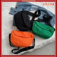 SHOUS สีทึบทึบ กระเป๋าสะพายไหล่แบบสั้น ไนลอนทำจากไนลอน จุได้มาก กระเป๋าถือแบบถือ พักผ่อนยามว่าง กระเป๋า Crossbody ผู้หญิงผู้ชาย