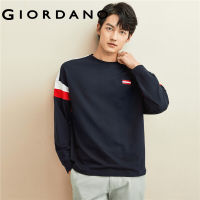 Giordanoผู้ชาย แพทช์ปักลายปัก ความคมชัดสีDrop ไหล่คอกลม เสื้อยืดแขนยาว Free Shipping 01022813