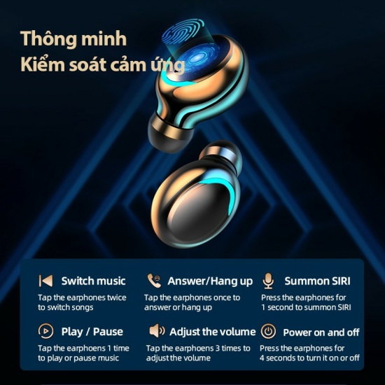 Tai nghe bluetooth phiên bản nâng cấp nút cảm ứng hỗ trợ mọi dòng máy - ảnh sản phẩm 6