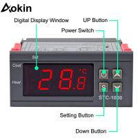 AC 10A 110โวลต์-220โวลต์ดิจิตอล LED ควบคุมอุณหภูมิความร้อนระบายความร้อนเทอร์โม2รีเลย์เอาท์พุทที่มีเซ็นเซอร์ NTC P Robe