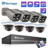 Techage ระบบกล้อง NVR กล้องวงจรปิดพีโออี HD 5MP กล้องวิดีโอ CCTV ชุดสอดแนมตรวจจับใบหน้าเครื่องบันทึกเสียงความปลอดภัยในร่มกลางแจ้ง