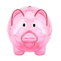 Cute Plastic Pig Clear Piggy Bank Coin Box Money Cash Saving Case Kids Toy Gift