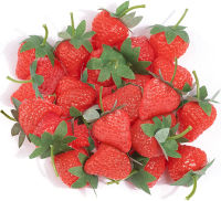 20 Pieces Artificial Strawberry Lifelike Fruit Plastic Strawberries Photography Prop Party Ornament