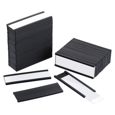 50Pcs Magnetic Label Holders with Magnetic Data Card Holders with Clear Plastic Protectors for Metal Shelf (1 x 3 Inch)
