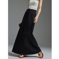 Spot parcel postMoga Casual Fashion Casual Loose Slimming Drawstring a Line Skirt Commuters All-Matching Long Skirt Female Spring and Summer 23