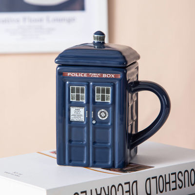 ถ้วยกาแฟ Coffeeware Creative R British ตำรวจตู้ศัพท์เซรามิคถ้วยฝาครอบ Novelty Mug Infuser ทิเบต Set