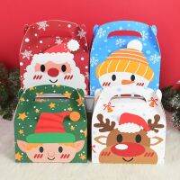 4pcs Christmas Kraft Paper Gift Box Santa Claus Cookies Candy Packaging Boxes 2022 Xmas Navidad Decoration New Year Party Favors