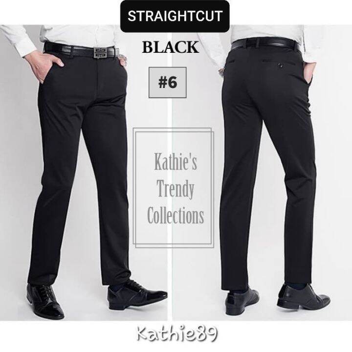 SLACKS FOR MEN STRAIGHTCUT THICK FABRIC (BLACK/GRAY) Lazada PH