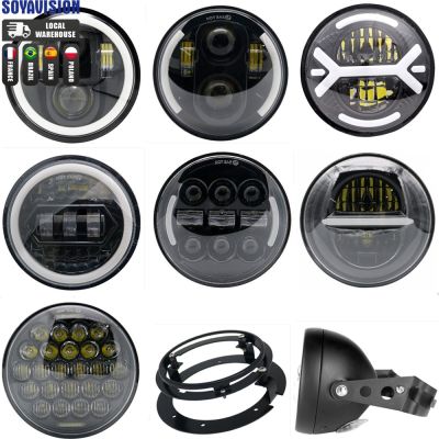 ☽น้ำมัน.☎รถจักรยานยนต์รถยนต์5.75ไฟหน้า LED นิ้วสำหรับ Harley Sportster 1200 XL883จรวดชัยชนะ5 3/4ไฟวงแหวนฮาโลไฟหน้าแบบกลม