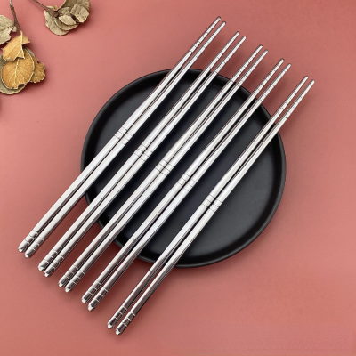 5Pairs 304 Stainless Steel Chopsticks High Temperature Square Chopsticks Non-Slip Chinese Chopstick Food Noodles Metal Tableware