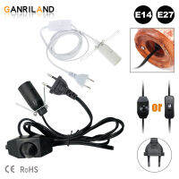 GANRILAND โคมไฟสายไฟ EU Plug E14 E27 ซ็อกเก็ต 1.8M ตกแต่งสีดำสีขาวพร้อมสวิตช์ Dimmer ไฟฟ้าสายไฟสาย-zakua