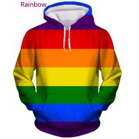 Flag For Lesbian Gay สีสันสดใสพิมพ์ 3D Hoodie ผู้ชายและผู้หญิง Hip Hop Rainbow Flag Sweatshirt อเมริกัน Pullover