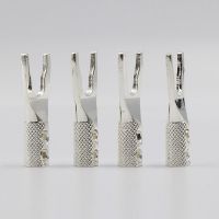 8pcs Moonsaudio pure Copper silver plated Y Spade Plug Speaker Cable Wire Connector fork jack