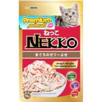 [ลด 50%] ส่งฟรีทุกรายการ!! อาหารแมวเน็กโกะ Nekko สีแดง รสทูน่าหน้าปูอัด ในเจลลี่ ขนาด 70 กรัม 48 ซอง