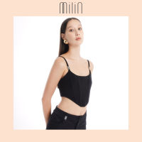 [MILIN] Structured Bodice Build-in boning construction detail Milin M logo decorated on Spaghetti straps Top เสื้อสายเดี่ยวเสริมโครงตกแต่งด้วยโลโก้ตัว M ที่สาย / Divine Top 42