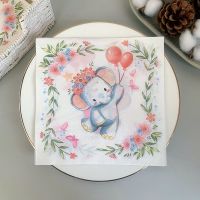 20Pcs/Pack Cute Elephant Balloon Decoupage Paper Napkins Kawaii Animal Tissues for Kids Birthday Party Children 39;s Day Decoration