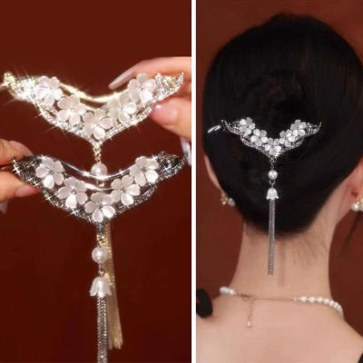 Chic Turban Headwraps Glamorous Floral Hair Crowns Exquisite Pearl Hairpins Sparkling Hair Jewelry Sets Elegant Crystal Headbands