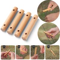 4pc 2 Eye Awning Rope Fastener Wood Anti Slip Cord Tightener Stopper Outdoor Tent Accessories Wind Rope Buckle Camping Equipment