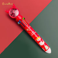 KJDF Multicolor Ballpoint Pen Xmas Theme Printed 10 Colors Cute Cartoon Retractable Ballpoint Pens School Office Supply