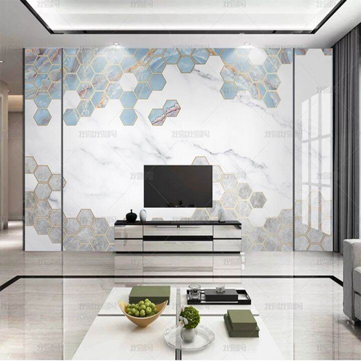 cw-luxury-hexagonal-geometry-marble-jazz-white-wallpaper-tv-background-wall-living-room-mural-dining-bedroom