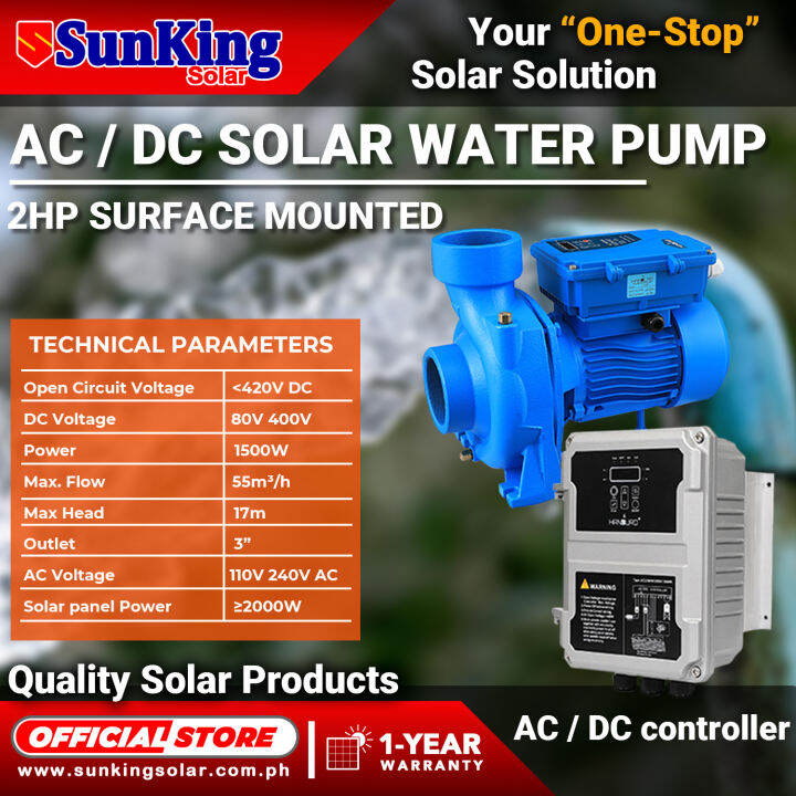 AC/DC 2hp 1500 watts Solar Water Pump Surface Mounted with charge