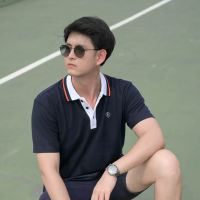 POLOLAND เสื้อโปโลชายทรงตรง รุ่นเนคไท2 - สีกรม (+1 สี)