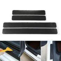 4PCS Carbon Fiber Car Sticker DIY Paste Protector Strip Auto Door Sill Side Mirror Anti Scratch Tape Waterproof Protection Film