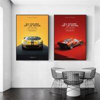 24ชั่วโมง Le Mans FORD GT40 MKII-A แข่งรถโปสเตอร์,ผ้าใบพิมพ์,ตกแต่งบ้าน,Wall Art สำหรับห้องนั่งเล่น,เหมาะสำหรับแฟนแข่ง