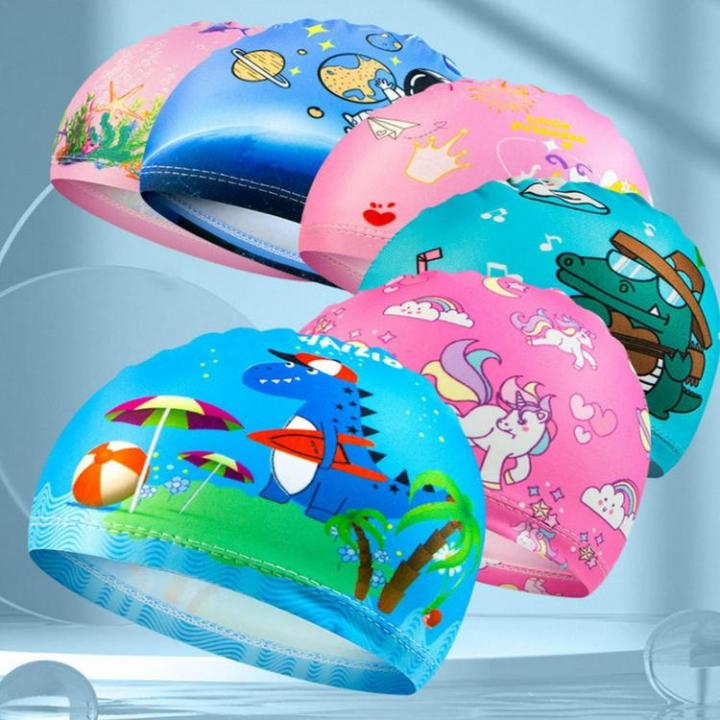 หมวกว่ายน้ำเด็กหมวกว่ายน้ำยืดหยุ่นหมวกว่ายน้ำ-unisex-breathable-ชายหาดสวนน้ำสระว่ายน้ำเด็กเป็นมิตรกับวัยรุ่น