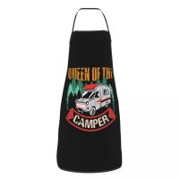 Custom Bib Motorhome Queen Of Camper Aprons Men Women Unisex Adult Chef Kitchen Cooking Camping Travel Tablier Cuisine Baking Aprons