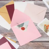 OKDEALS บัตรข้อความของขวัญธุรกิจ10ชิ้น/ล็อตกระดาษไข่มุกห่อการ์ดอวยพรอุปกรณ์การเรียนหลากสีกระเป๋าแบบซองซองจดหมายกระดาษสี่เหลี่ยม