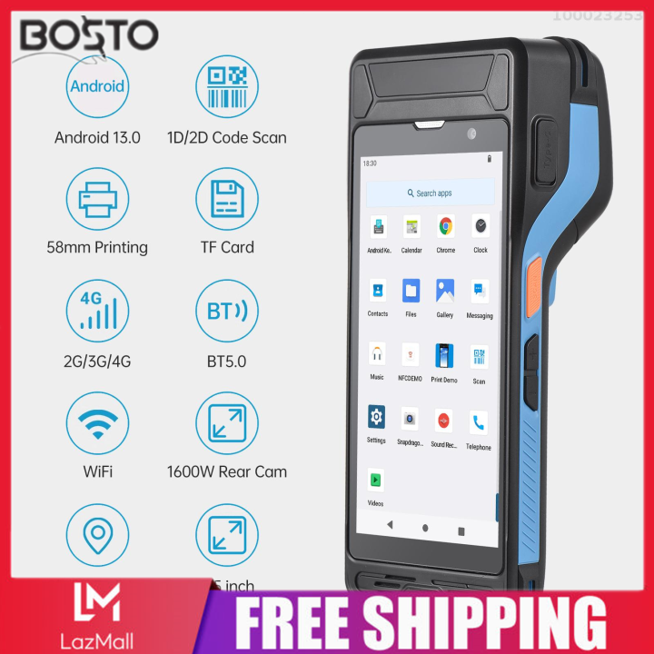 Android Wifi POS PDA Terminal 1D Barcode Scanner Reader Printer 58mm Thermal Receipt Bluetooth Rugged handheld Terminal Systems
