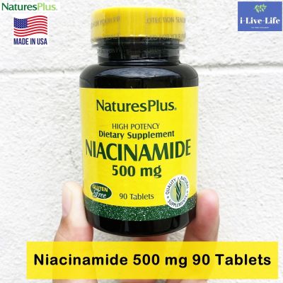 80% OFF ราคา Sale!!! โปรดอ่านรายละเอียดสินค้า EXP: 10/2023 ไนอาซินาไมด์ วิตามินบี 3 Niacinamide 500 mg 90 Tablets - Natures Plus B-3 B3
