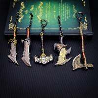 of War 5 Ragnarok Keychain Thors Mjolnir Chain Levitans Axe Keyring Blades Exile Chaos Game Accessories