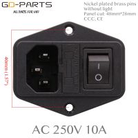 ;[-./ 1PC AC Power Cord Inlet Socket Receptacle Electric Connector With Fuse Holder ON OFF Rocker Switch IEC320 C14 CCC CE AC 250V 10A