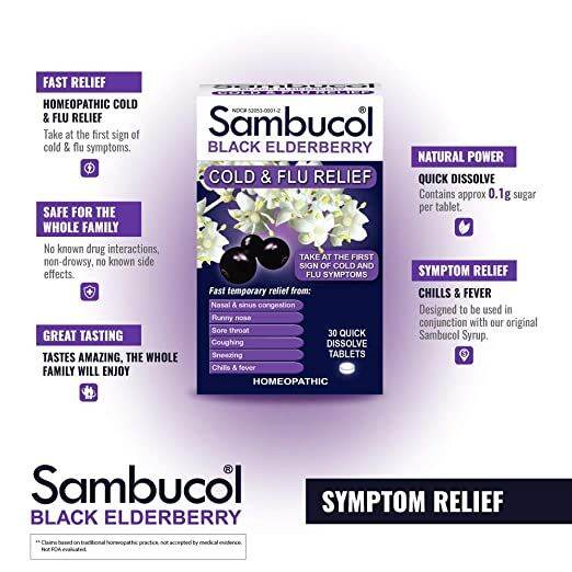 Sambucol, Black Elderberry, Cold & Flu Relief, 30 Quick Dissolve