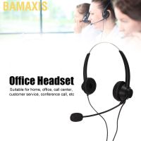 Bamaxis Customer Service Headset Noise Cancelling RJ9 Plug Binaural Wired Telephone Headphone with Mic for VOIP Phones