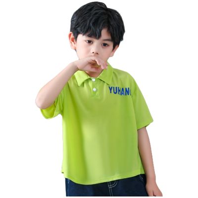 Original New Korean version collar POLO shirt summer short-sleeved boys and girls ice silk handsome loose lapel jacket western style tail