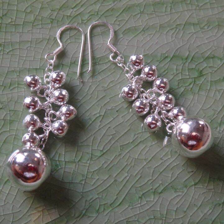 earrings-beautiful-thai-dangle-ball-sterling-silver-วงกลมห้อยสวยงาม-ห้อยตำหูเงินขาวสเตอรลิงซิลเวอรใช้สวยของฝากที่มีคุณค่า-ฺชาวต่างชาติชอบมาก