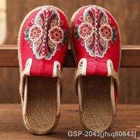 Jfsq80843รองเท้า Espadrille ลินินสตรี2023ล่อปักรองเท้าแตะผู้หญิงแบบพื้นบางผู้หญิงมังสวิรัติ