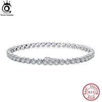 ORSA JEWELS Bezel Setting Round Zirconia Tennis Bracelet for Man Woman Real S925 Silver Luxury Tennis Chain Female Jewelry SB133