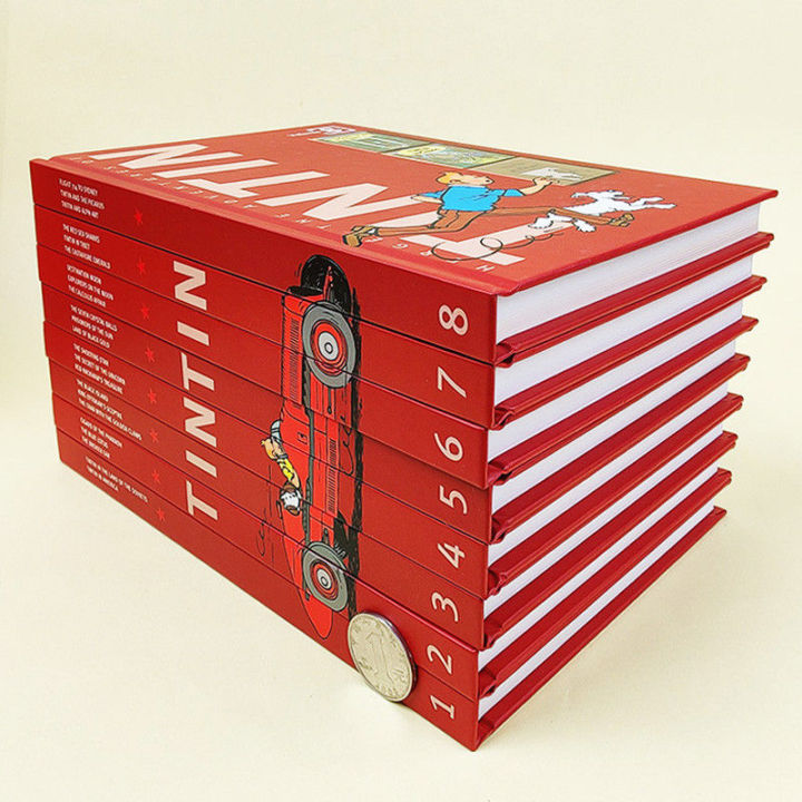 หนังสือ-the-adventures-of-tintin-ชุดหนังสือปกแข็งภาษาอังกฤษ-8-เล่ม-หนังสือของขวัญสำหรับเด็ก